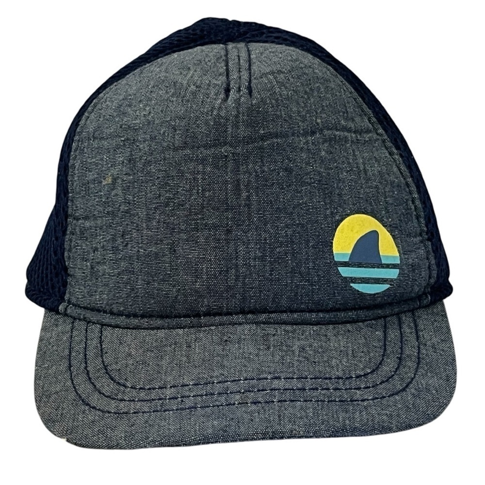 Youth Adjustable Gray and Black Cap with Shark Logo